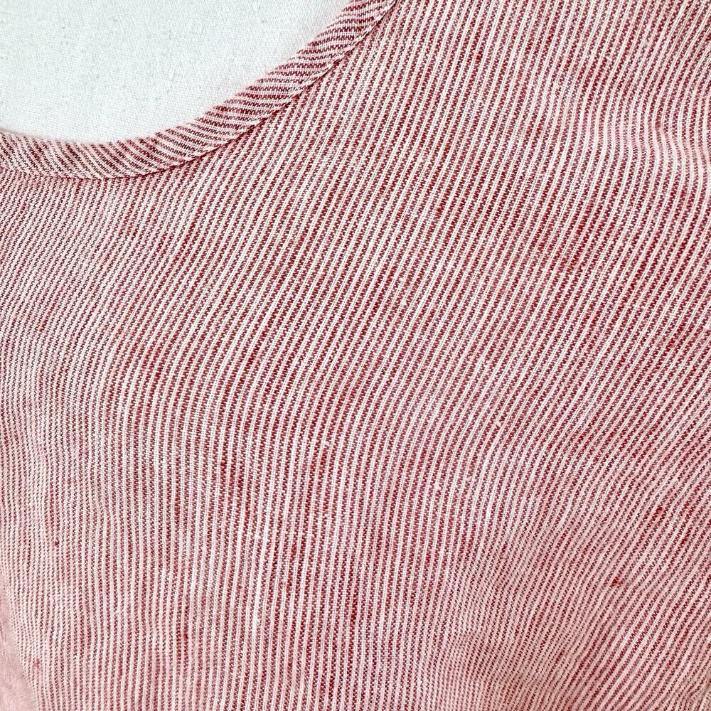 FLAX Womens Medium 100% Linen Red White Stripe Oversized Tunic Top Lithuania - Picture 6 of 12